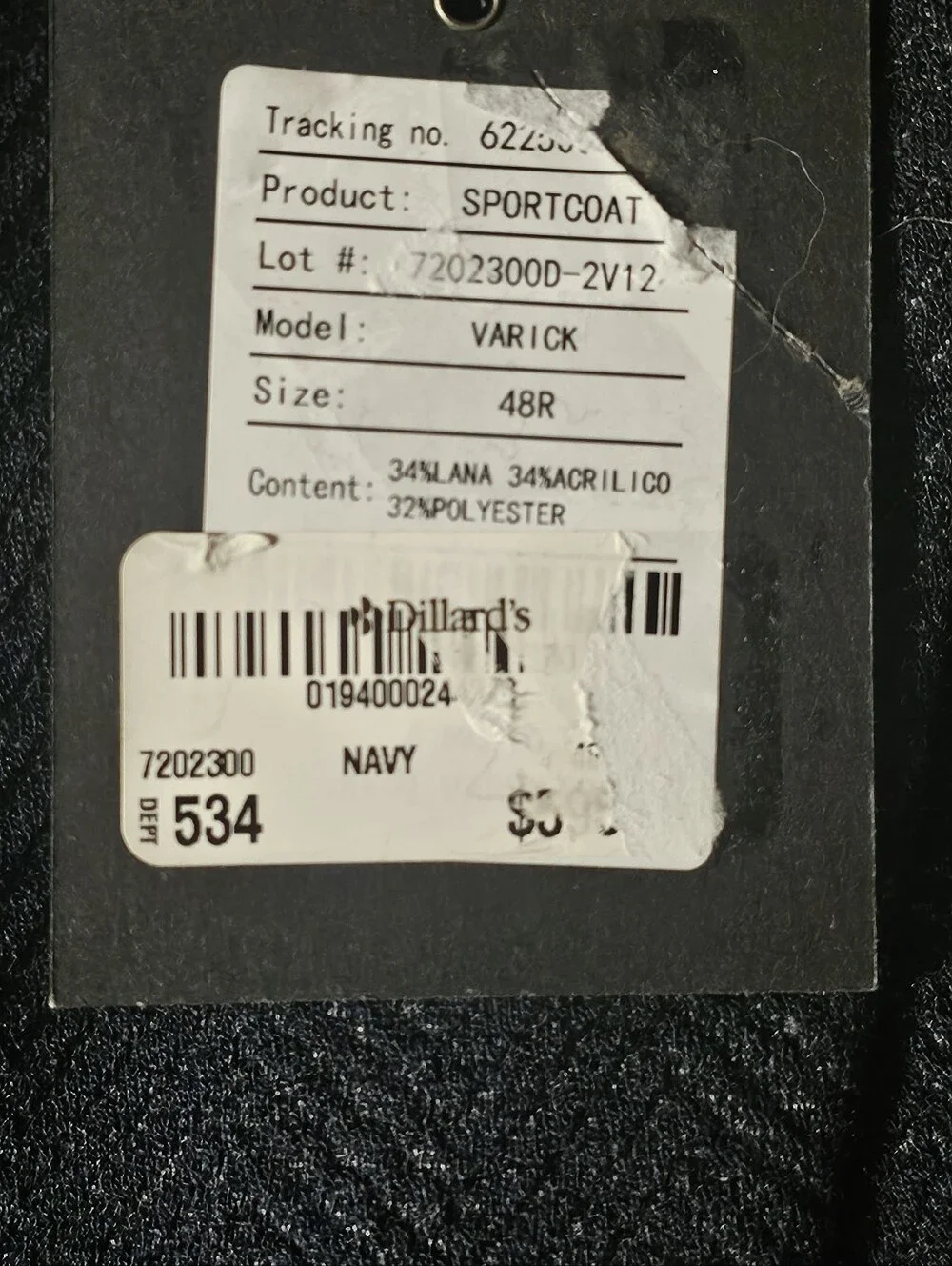 John Varvatos Varick Sport Coat Blazer Jacket Men's Size 48R Navy NWT $595